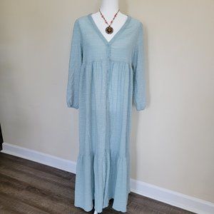 BB Dakota Steve Madden XS/S Dusty Blue Smocked Tiered Dress READ Boho